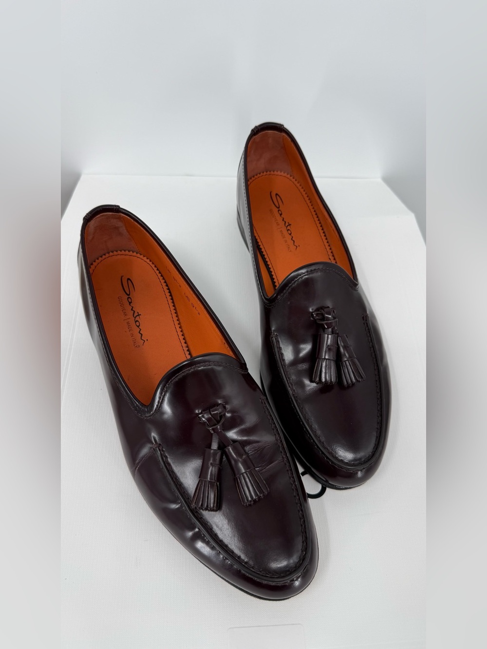 Santoni Men’s Tassel Loafers in Deep Burgundy Size 9.5